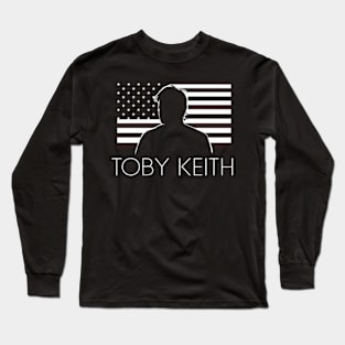 Toby Keith against a backdrop of the American flag Long Sleeve T-Shirt